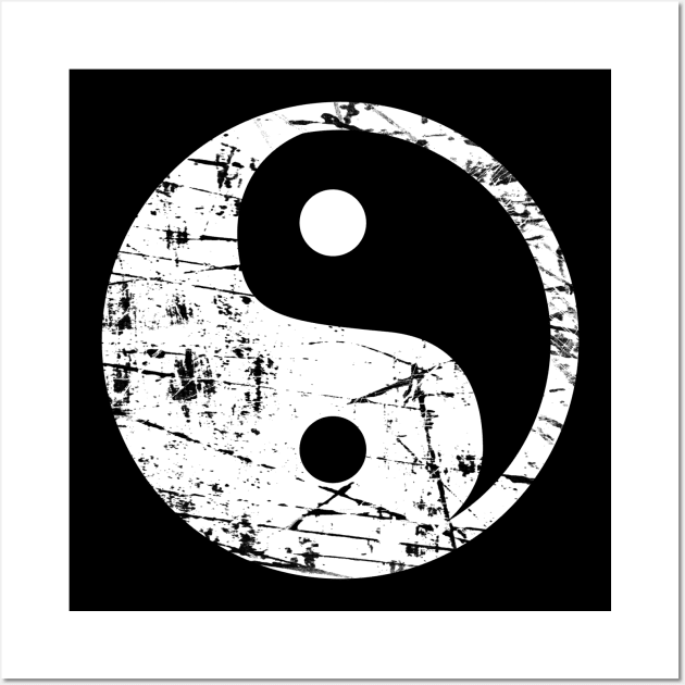 Grunge Yin Yang White Wall Art by MellowGroove